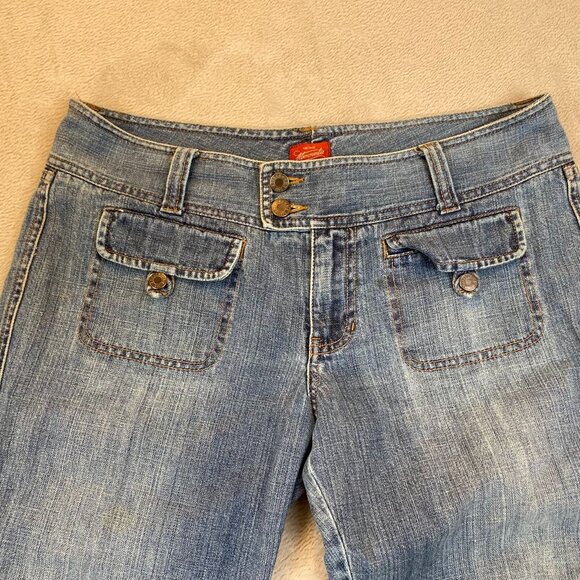 Abercrombie Womens Flared Jeans Size 12 Frayed Hem 100% Cotton Denim - Picture 9 of 11